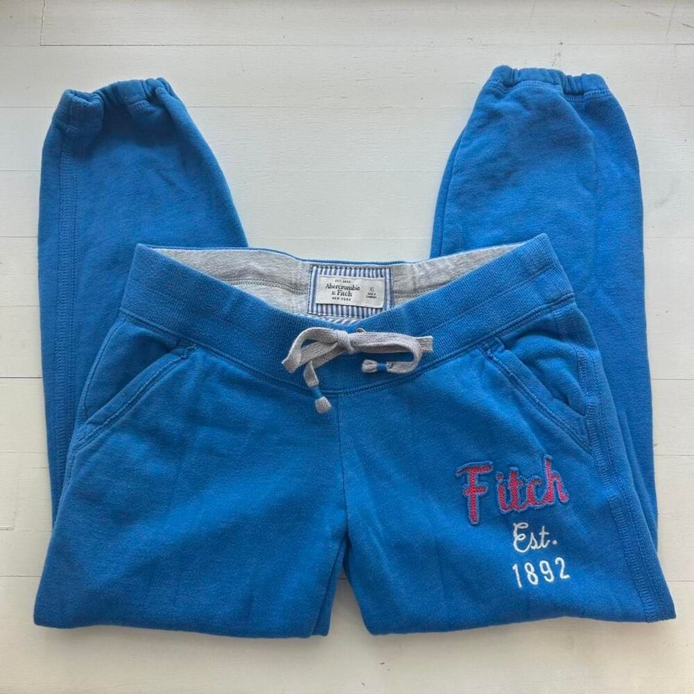 VTG Y2K Abercrombie & Fitch blue low rise crop sweatpants with logo size XS